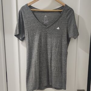 Adidas Women's Heathered Gray V-Neck Tee